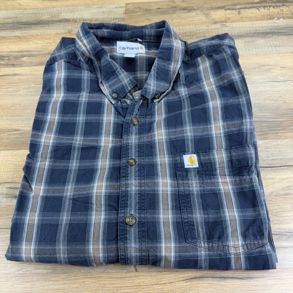 Carhartt Relaxed Fit Button Down Long Sleeve Shirt Men Size 2XL black plaid